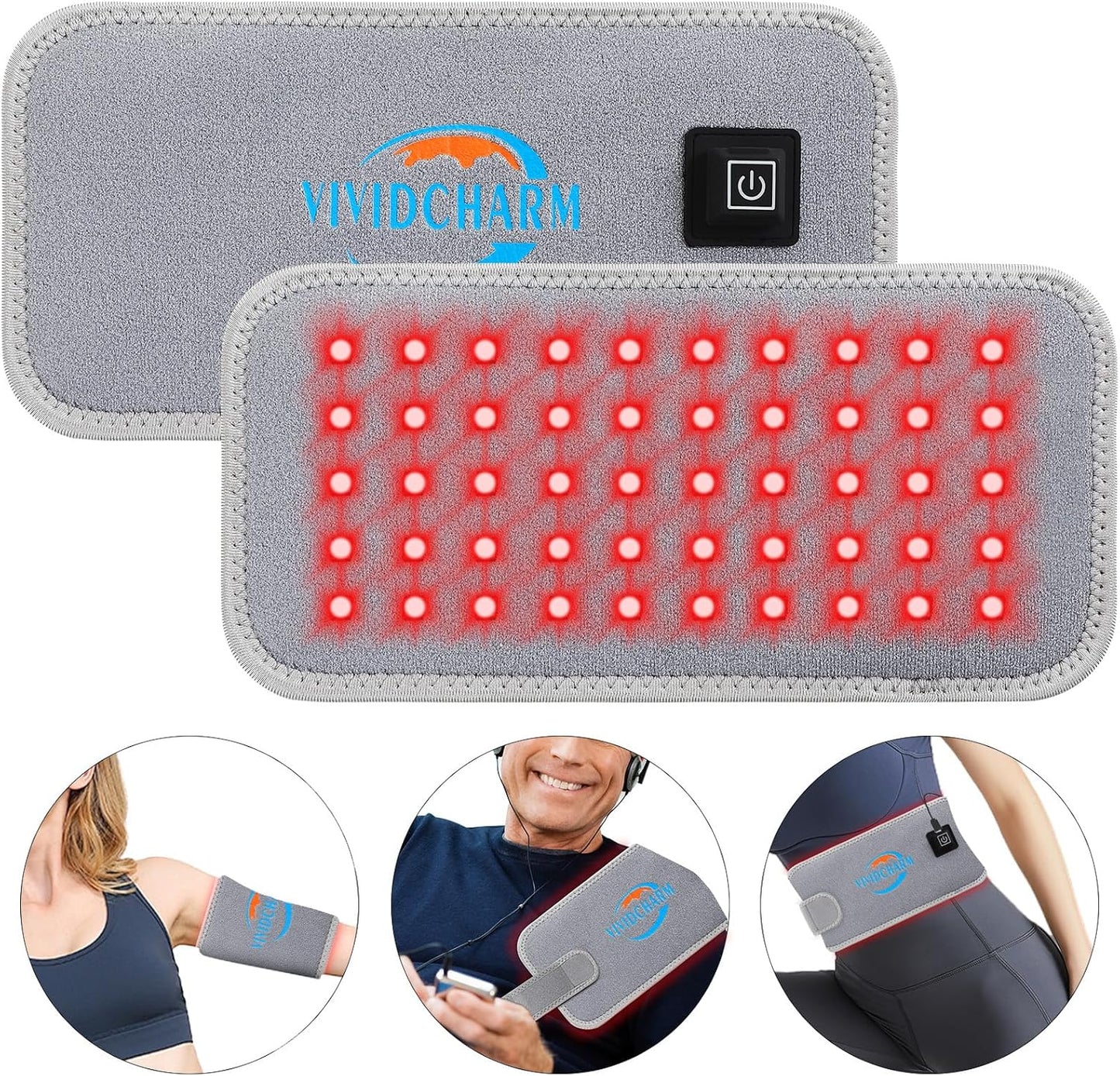 VIVIDCHARM Red Light Therapy Belt β Wearable 660nm & 850nm Infrared Heating Pad for Muscle Pain Relief, Joint Inflammation, Back, Shoulder, and Knee Recovery