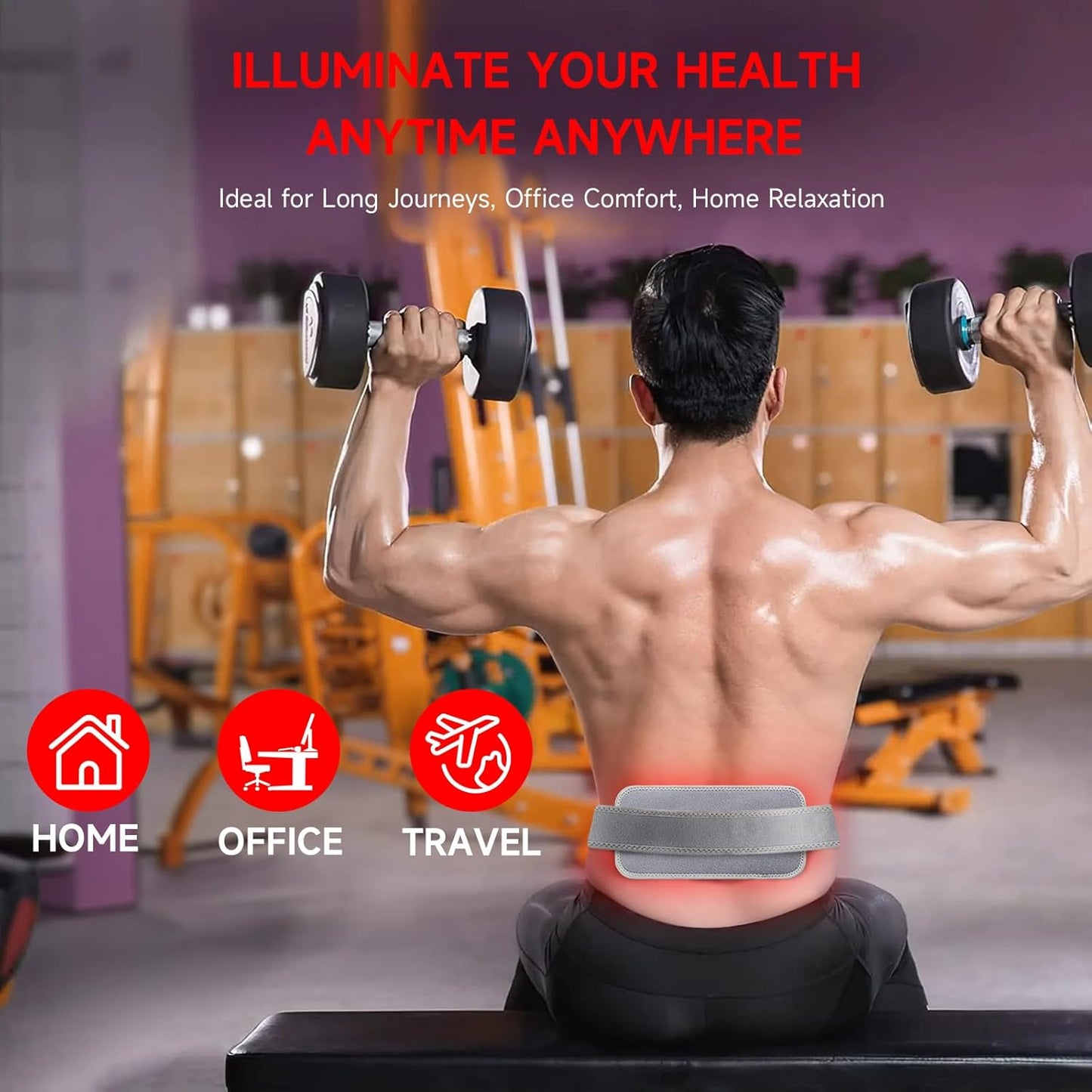 VIVIDCHARM Red Light Therapy Belt β Wearable 660nm & 850nm Infrared Heating Pad for Muscle Pain Relief, Joint Inflammation, Back, Shoulder, and Knee Recovery