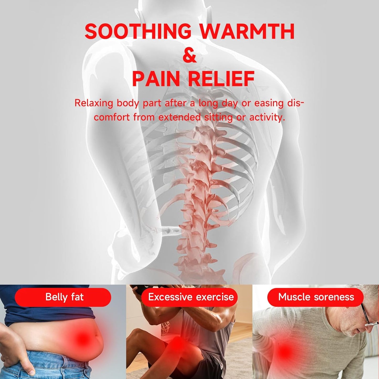 VIVIDCHARM Red Light Therapy Belt β Wearable 660nm & 850nm Infrared Heating Pad for Muscle Pain Relief, Joint Inflammation, Back, Shoulder, and Knee Recovery