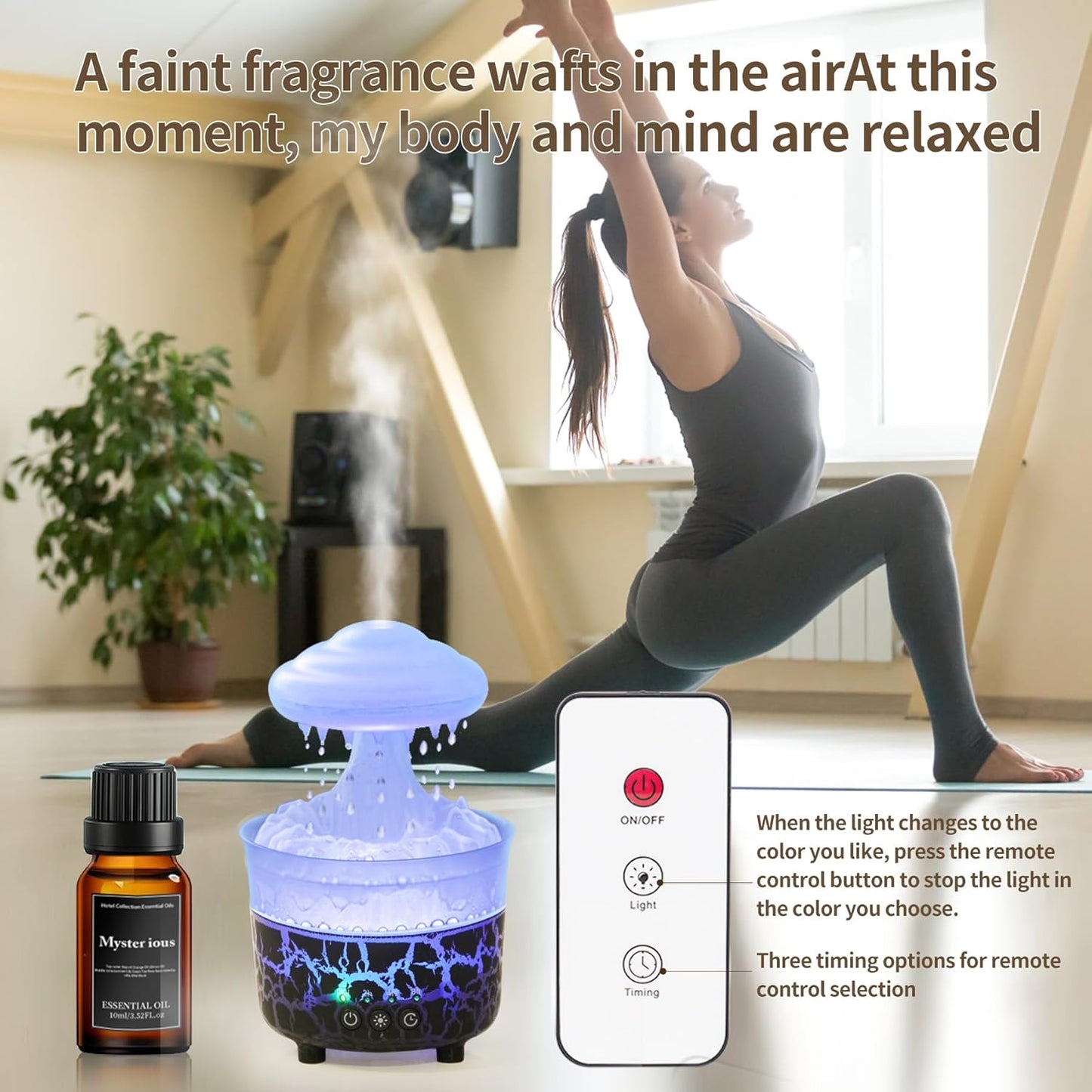 BOHOFAM Rain Cloud Humidifier & Essential Oil Diffuser β Air Mist, LED Light, Home Spa