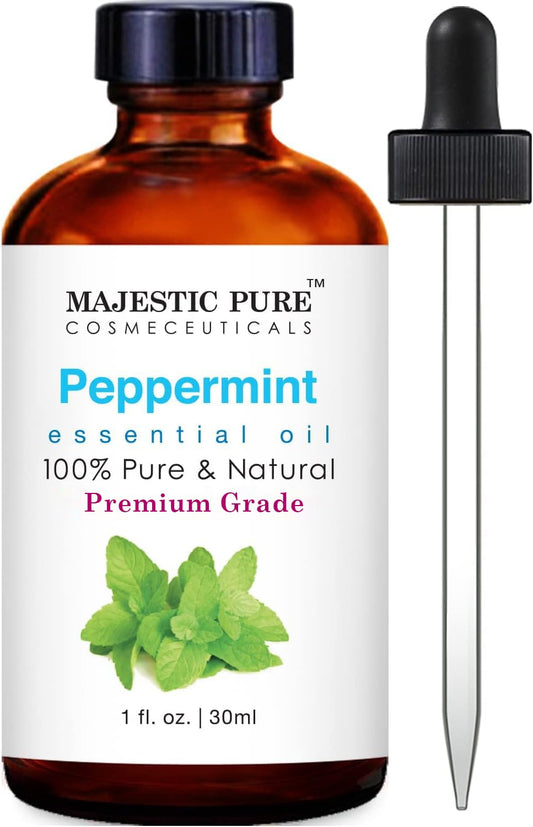 100% Pure MAJESTIC PURE Peppermint Essential Oil - Premium Grade for Hair Care, Diffusers, Skin, Aromatherapy, Massage & Humidifiers | 1 Fl Oz