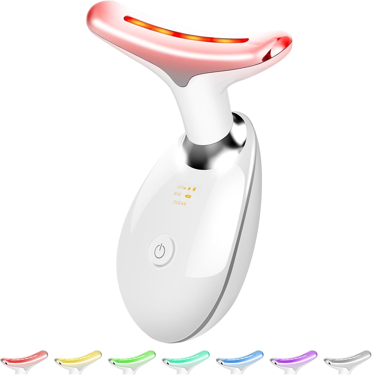 7-Color LED Facial and Neck Massager – Multifunctional Skin Care Tool for Daily Face & Neck Therapy (White)