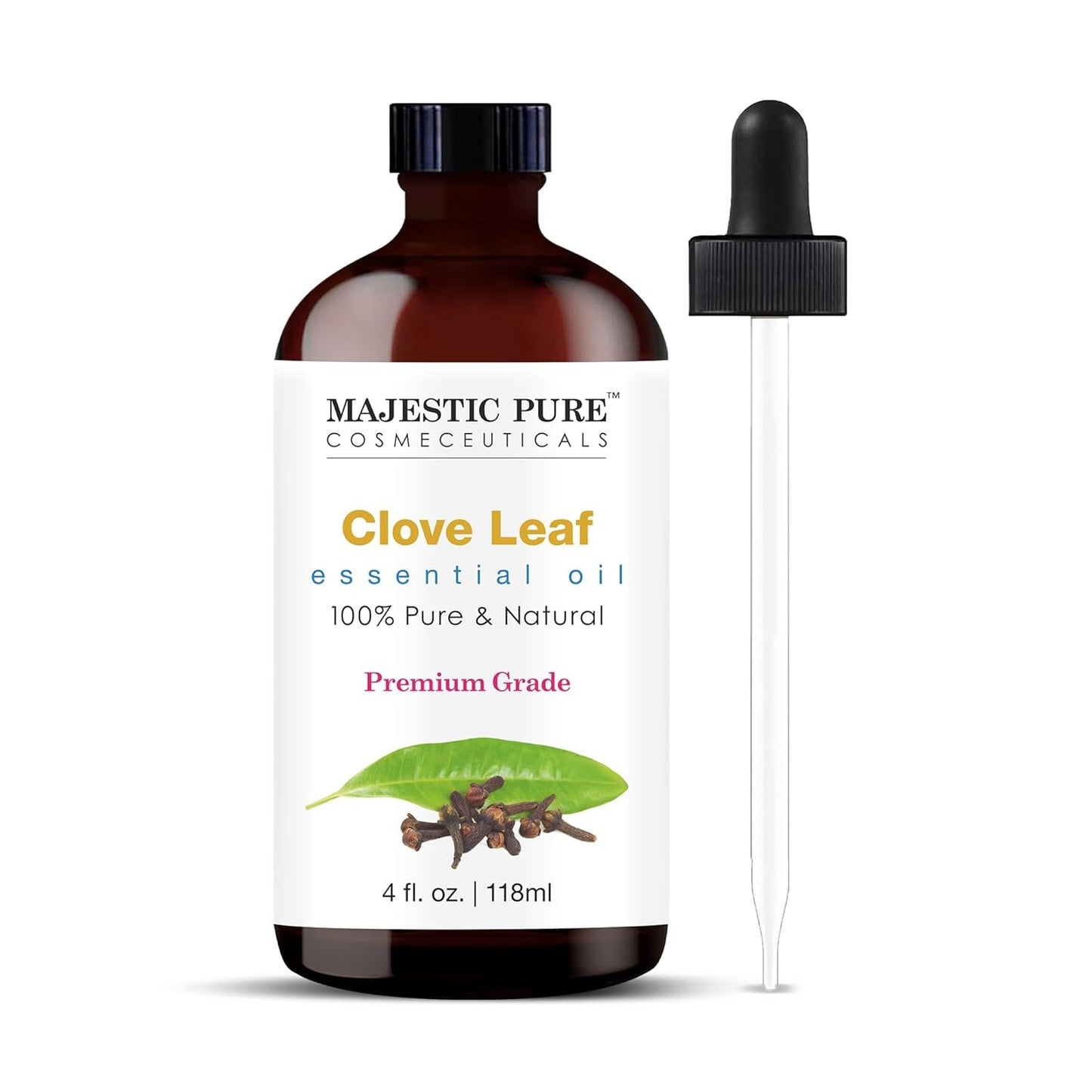 MAJESTIC PURE Clove Essential Oil | 100% Pure and Natural Clove Oil | Premium Grade Essential Oils for Hair Care, Home Diffusers, Skin, Aromatherapy, Massage, and Humidifiers | 4 Fl Oz