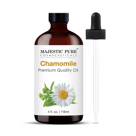 MAJESTIC PURE Chamomile Essential Oil | 100% Pure and Natural Chamomile Oil | Premium Grade Essential Oils for Hair Care, Home Diffusers, Skin, Aromatherapy, Massage, and Humidifiers | 4 Fl Oz