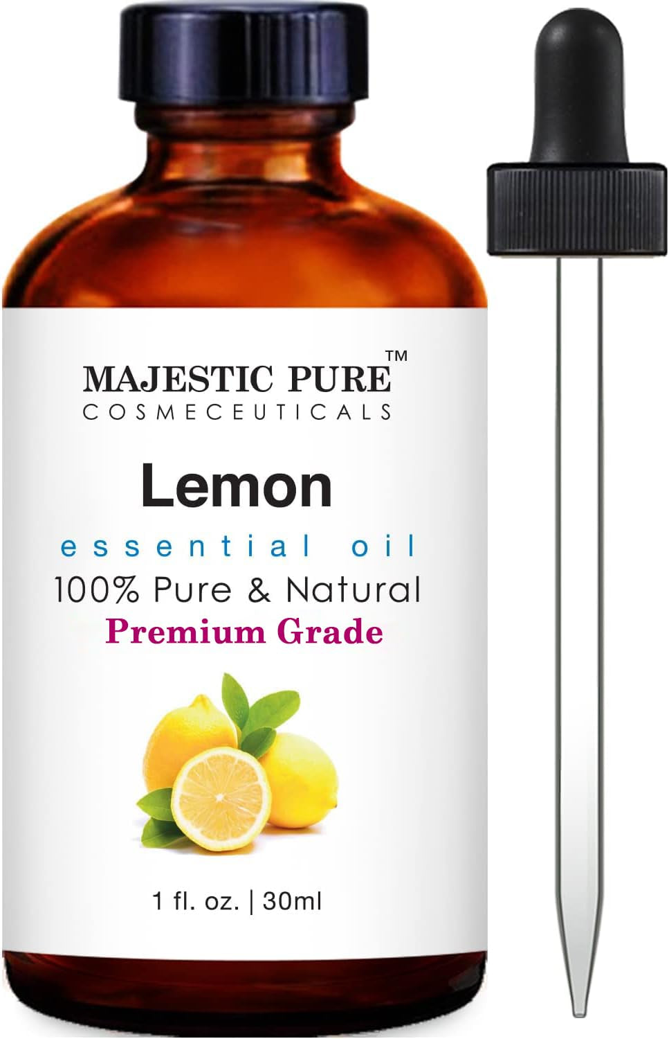 MAJESTIC PURE Lemon Essential Oil | 100% Pure and Natural Lemon Oil | Premium Grade Essential Oils for Hair Care, Diffusers, Skin, Aromatherapy, Massage, and Humidifiers | 1 Fl Oz