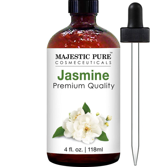 MAJESTIC PURE Jasmine Essential Oil | 100% Pure and Natural Jasmine Oil | Premium Grade Essential Oil for Hair Care, Home Diffusers, Skin, Aromatherapy, Massage, and Humidifiers | 4 Fl Oz