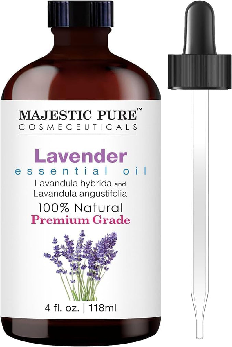 Majestic Pure Rosemary Essential Oil with Glass Dropper | 100% Pure & Natural Rosemary Oil | Premium Essential Oil for Diffusers, Skin, Hair Care, Aromatherapy & Massage | 4 Fl Oz