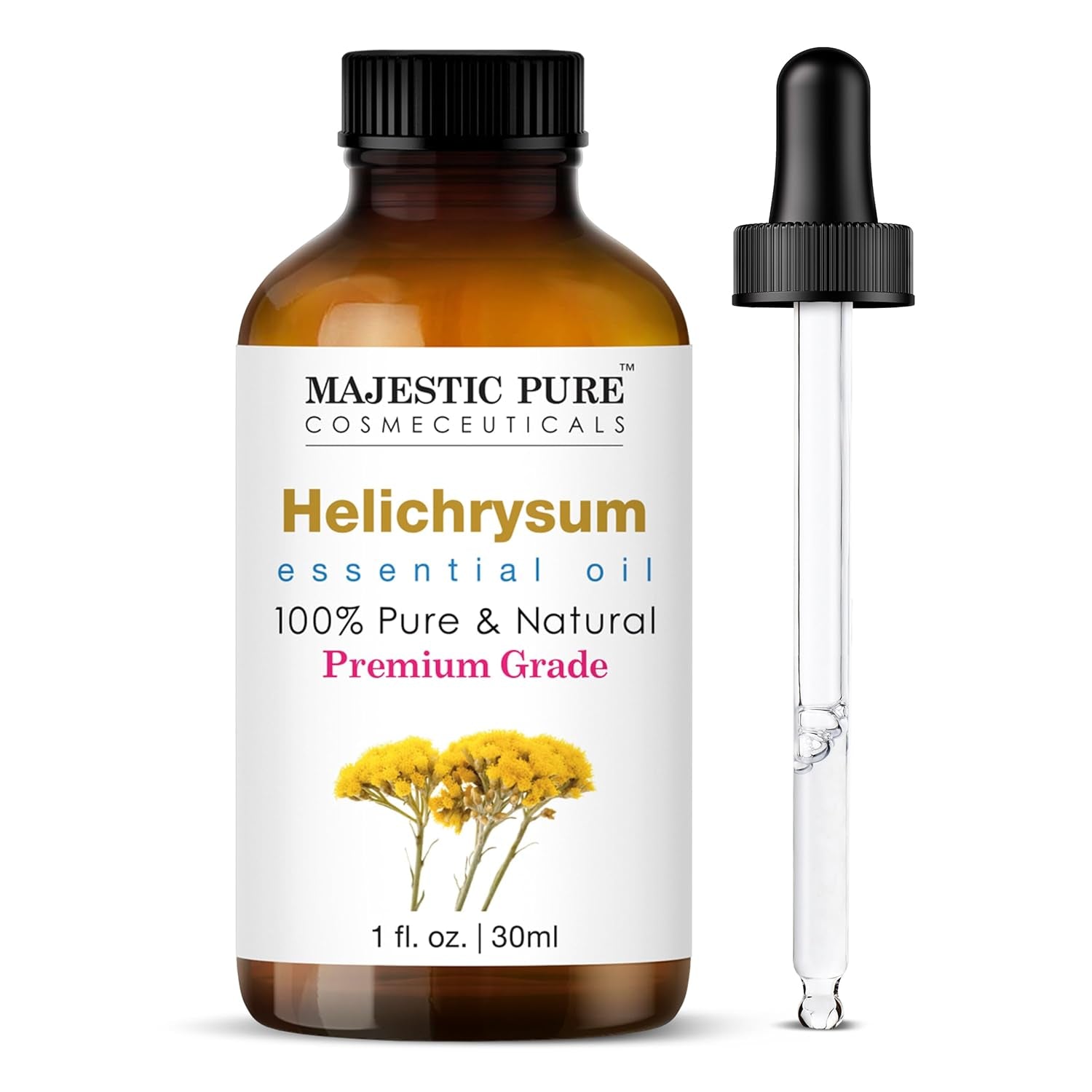 MAJESTIC PURE Helichrysum Essential Oil | 100% Pure and Natural Helichrysum Oil | Premium Grade Essential Oil for Hair Care, Skin, Aromatherapy, Massage, Home Diffusers, and Humidifiers | 1 Fl Oz