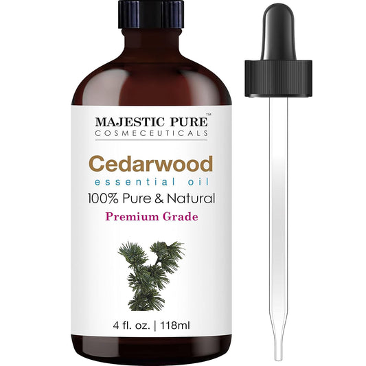 MAJESTIC PURE Cedarwood Essential Oil | 100% Pure and Natural Cedarwood Oil | Premium Grade Essential Oils for Hair Care, Home Diffusers, Skin, Aromatherapy, Massage, and Humidifiers | 4 Fl Oz