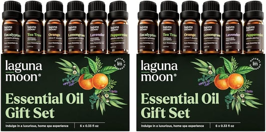 Essential Oils Set - Top 6 Blends for Diffusers, Home Care, Candle Making Scents, Fragrance, Aromatherapy, Humidifiers, Gifts - Peppermint, Tea Tree, Lavender, Eucalyptus, Lemongrass, Orange (10Ml)