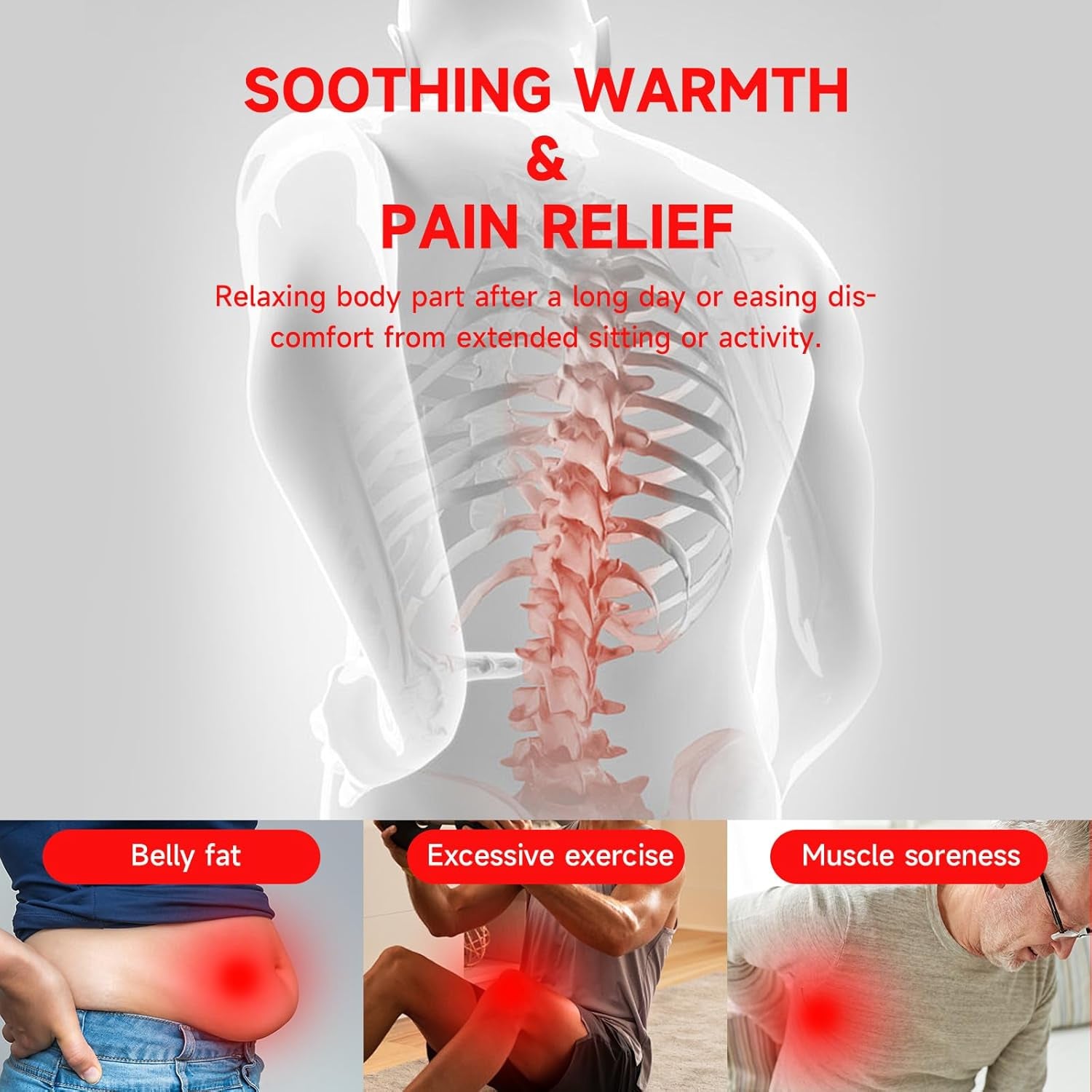 VIVIDCHARM Red Light Therapy Belt – Wearable 660nm & 850nm Infrared Heating Pad for Muscle Pain Relief, Joint Inflammation, Back, Shoulder, and Knee Recovery