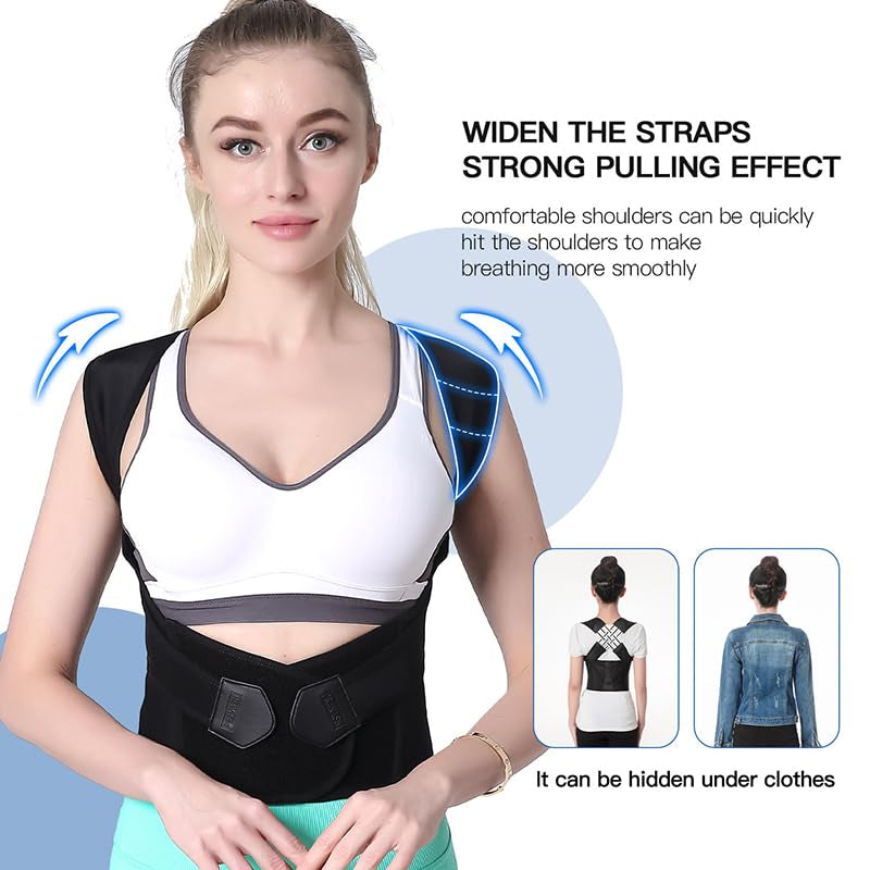 Posture Corrector for Women and Men – Adjustable Shoulder Straightener, Back Support Brace for Upper Spine Alignment, Scoliosis & Hunchback Relief