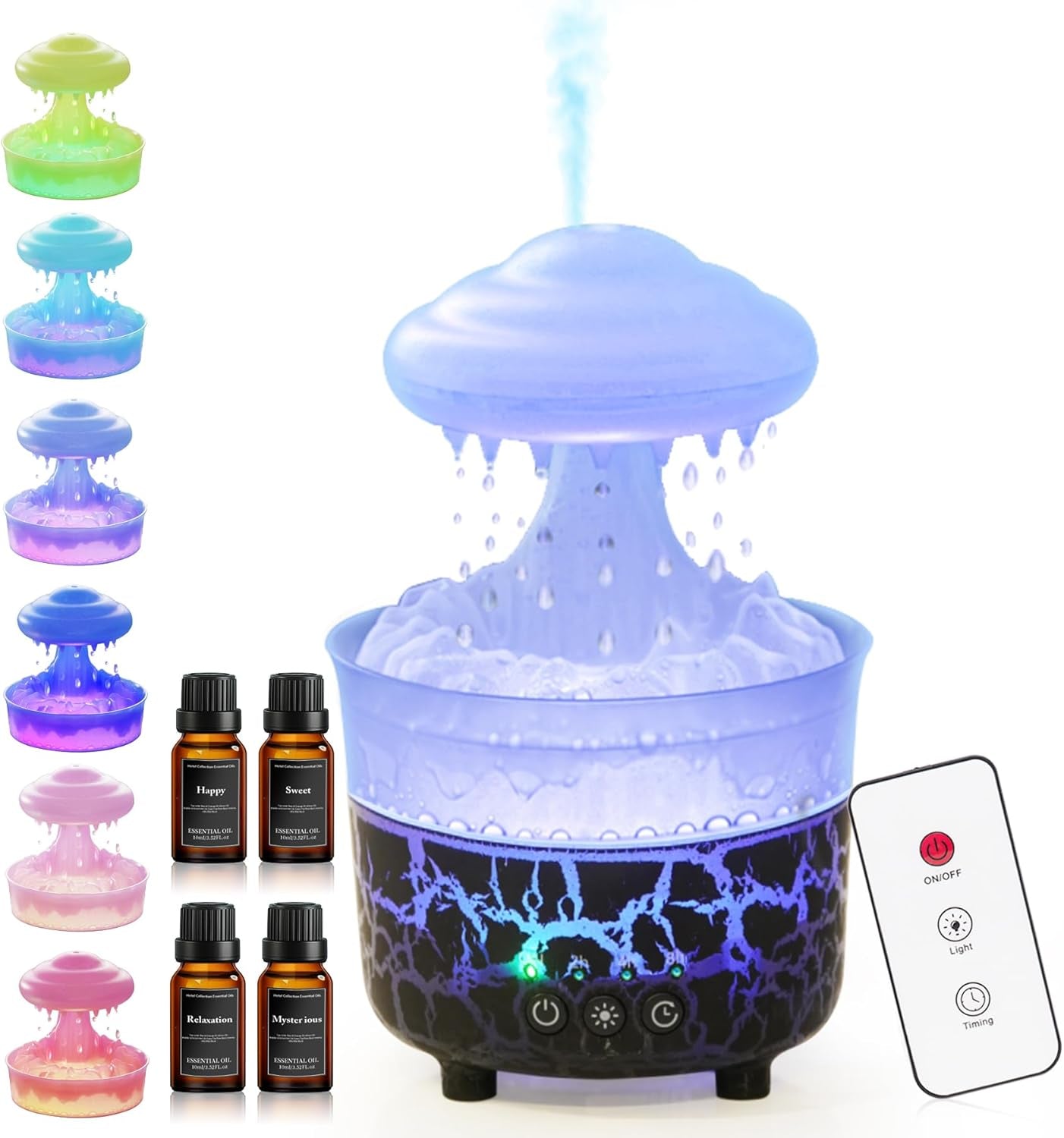 BOHOFAM Rain Cloud Humidifier & Essential Oil Diffuser – Air Mist, LED Light, Home Spa