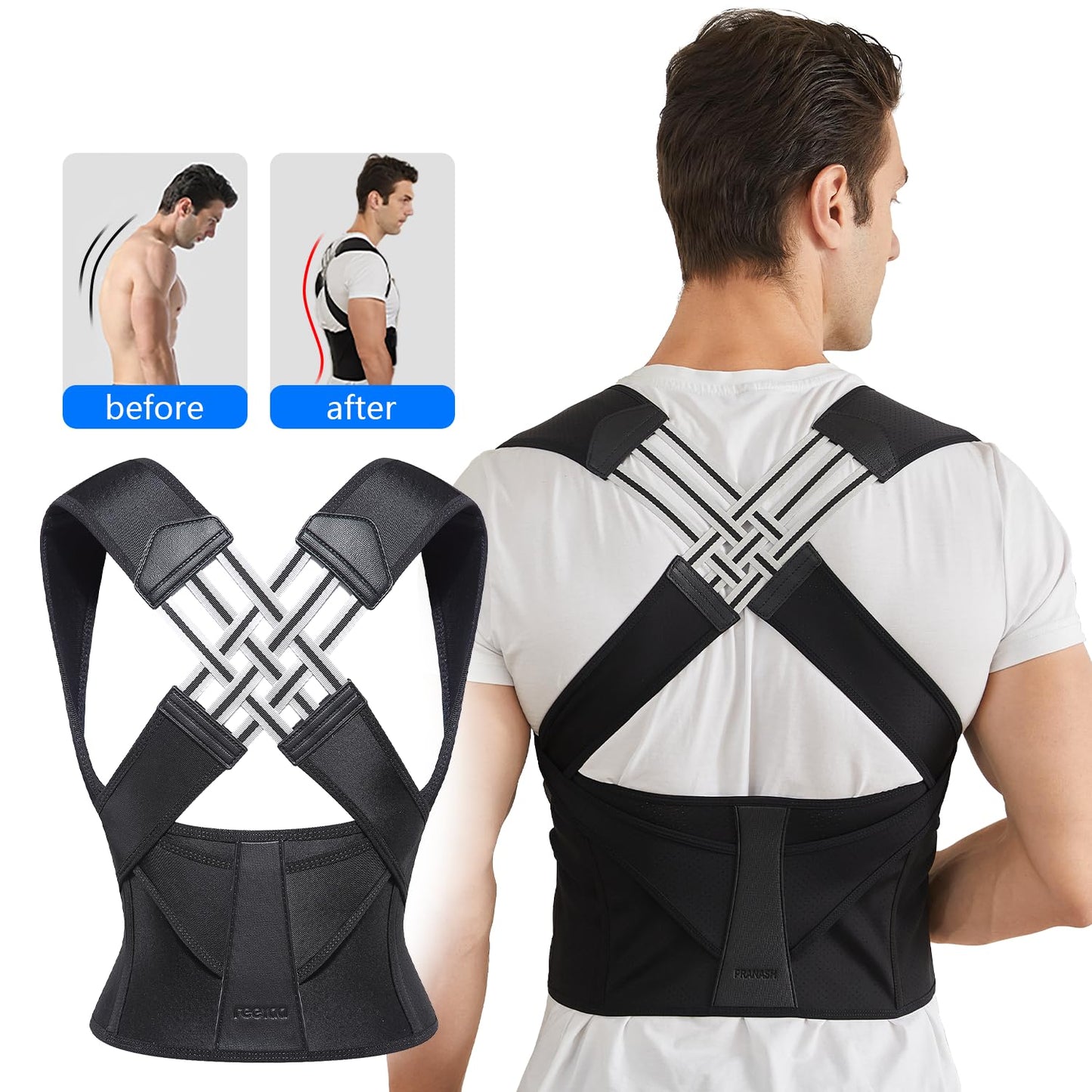 Posture Corrector for Women and Men – Adjustable Shoulder Straightener, Back Support Brace for Upper Spine Alignment, Scoliosis & Hunchback Relief