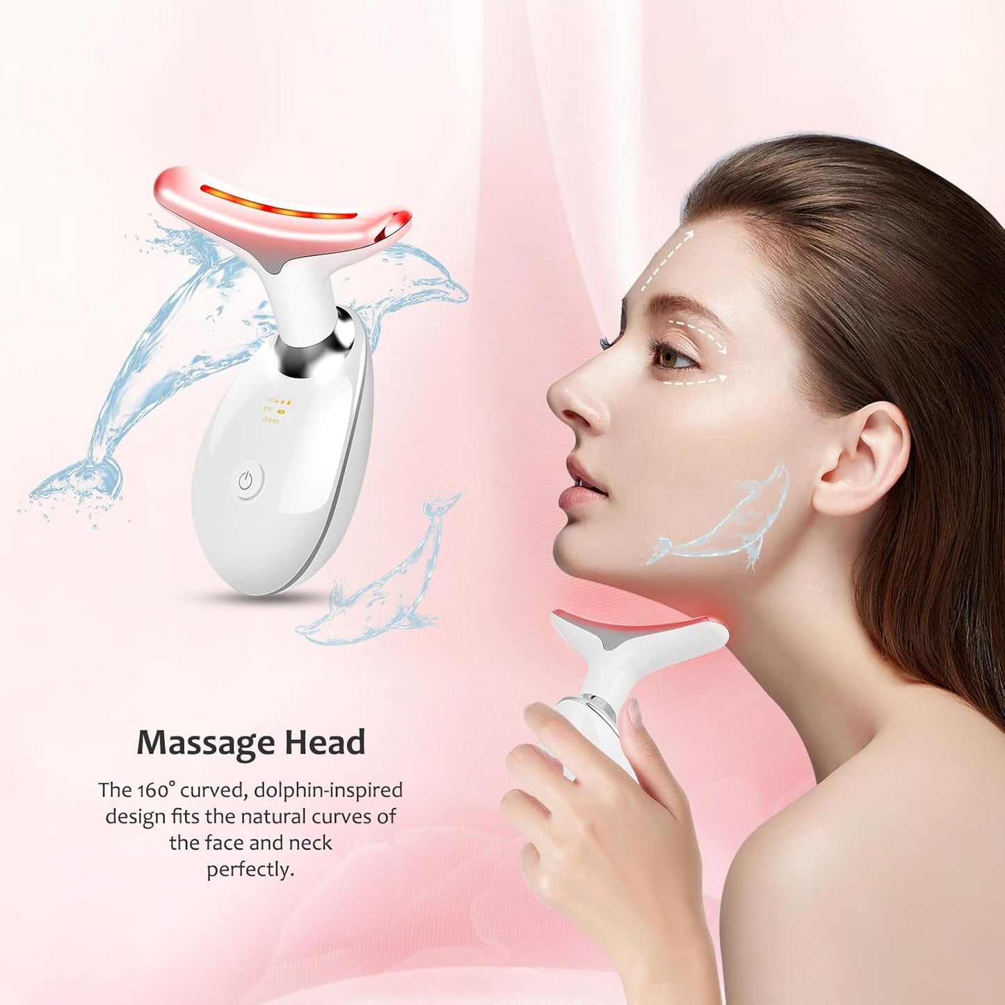 7-Color LED Facial and Neck Massager – Multifunctional Skin Care Tool for Daily Face & Neck Therapy (White)