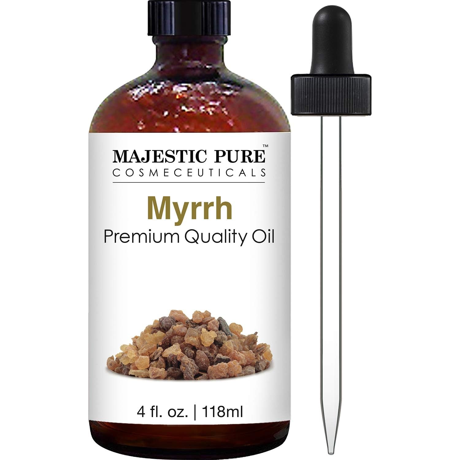 MAJESTIC PURE Myrrh Essential Oil | 100% Pure and Natural Myrrh Oil | Premium Grade Essential Oils for Hair Care, Home Diffusers, Skin, Aromatherapy, Massage, and Humidifiers | 4 Fl Oz